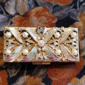 Vintage gold tone jeweled box